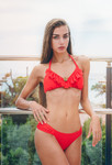 name} SWIMWEAR Red Dream Luxury Red Two-Piece Swimsuit with Ruffles and Jewelry