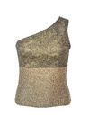 name} BEACHWEAR Luxurious one-shoulder top Goddess in dark golden color with lace